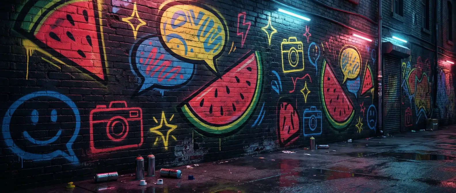 51吃瓜网 瓜田直通车 - 街头涂鸦风格背景